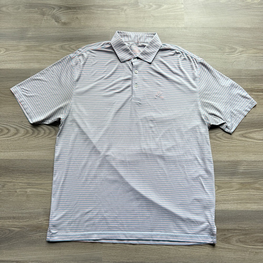 Rhoback Light Blue and White Striped Polo Shirt
